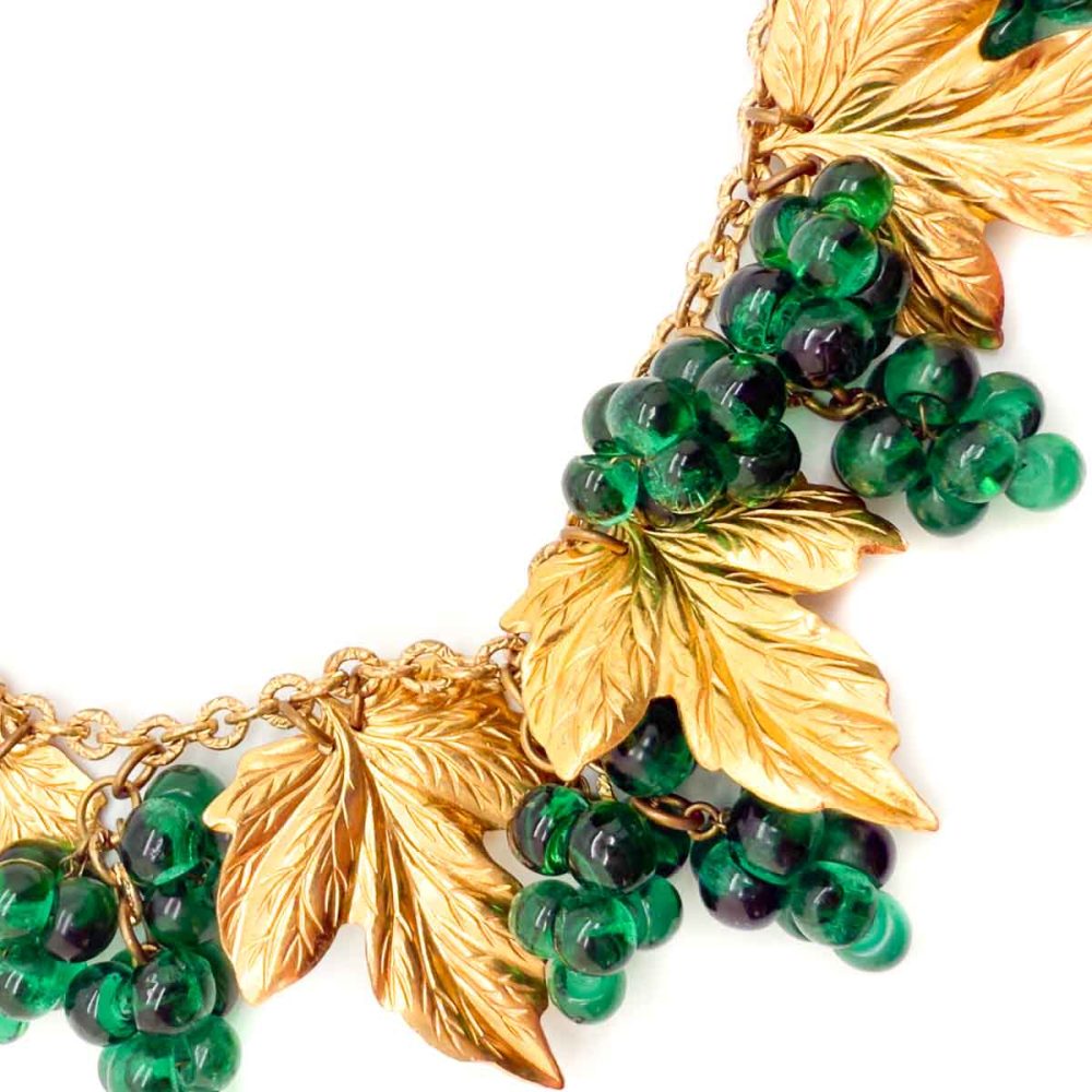 Vintage Poured Glass Grape Necklace