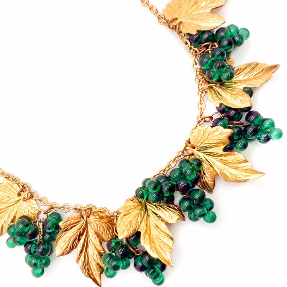 Vintage Poured Glass Grape Necklace