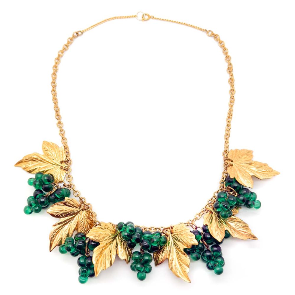 Vintage Poured Glass Grape Necklace