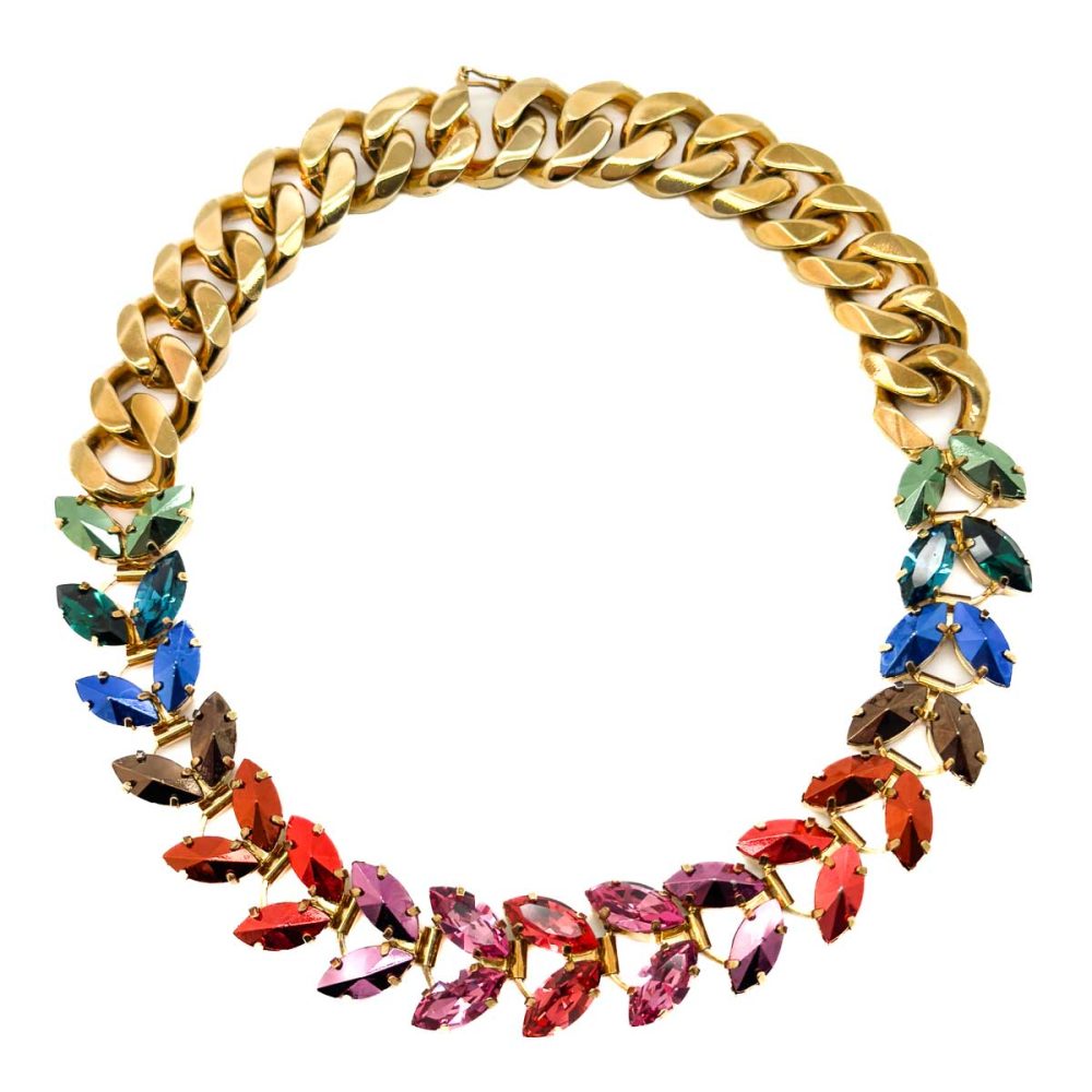 Vintage Iosselliani Marquise Crystal Necklace