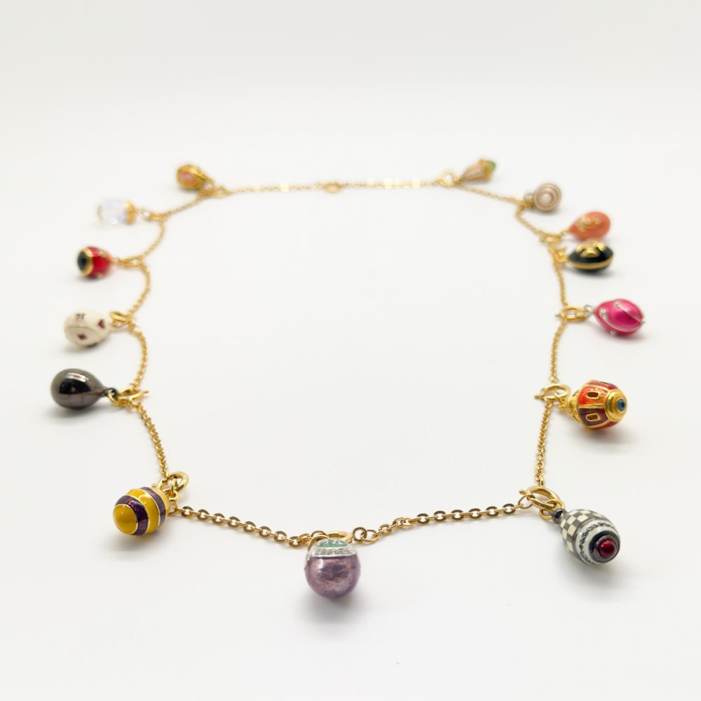 Vintage Jewelled Egg Charm Necklace