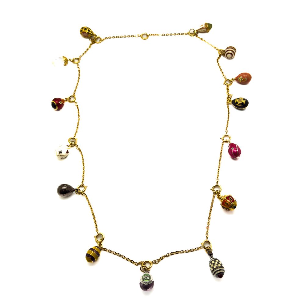 Vintage Jewelled Egg Charm Necklace