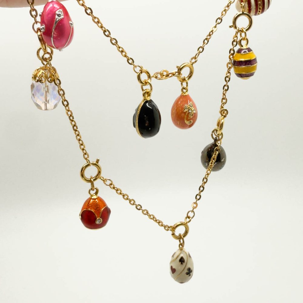 Vintage Jewelled Egg Charm Necklace
