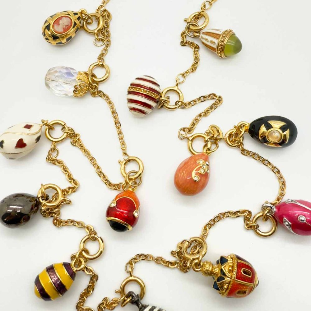 Vintage Jewelled Egg Charm Necklace