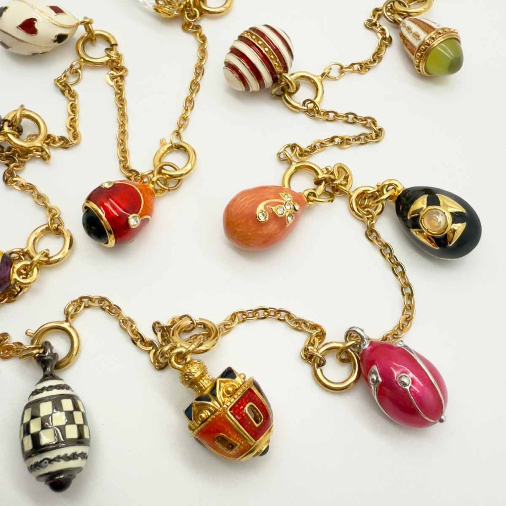 Vintage Jewelled Egg Charm Necklace