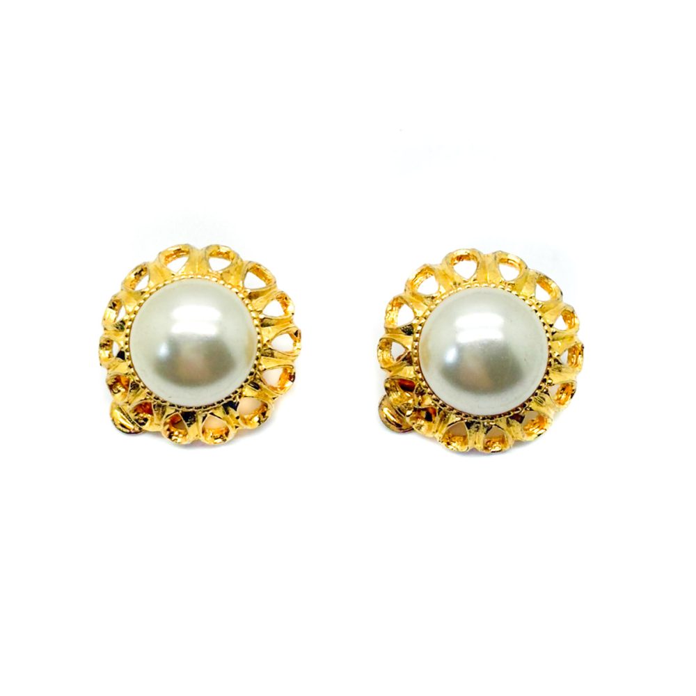 Vintage David Grau Galleried Pearl Earrings