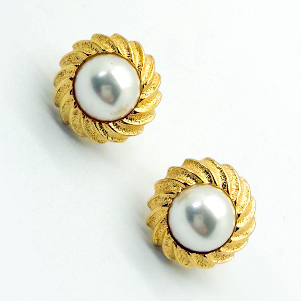 Vintage Napier Pearl Wave Earrings