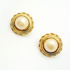 Jennifer Gibson Jewellery Vintage Pearl Statement Earrings 2168 (1) Vintage Statement Pearl Galleried Earrings