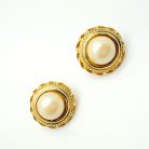Jennifer Gibson Jewellery Vintage Pearl Statement Earrings 2168 (2) Vintage Statement Pearl Galleried Earrings