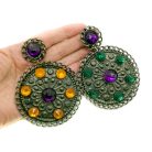 Jennifer Gibson Jewellery 2138 (2) Vintage Statement Jewelled Shield Earrings
