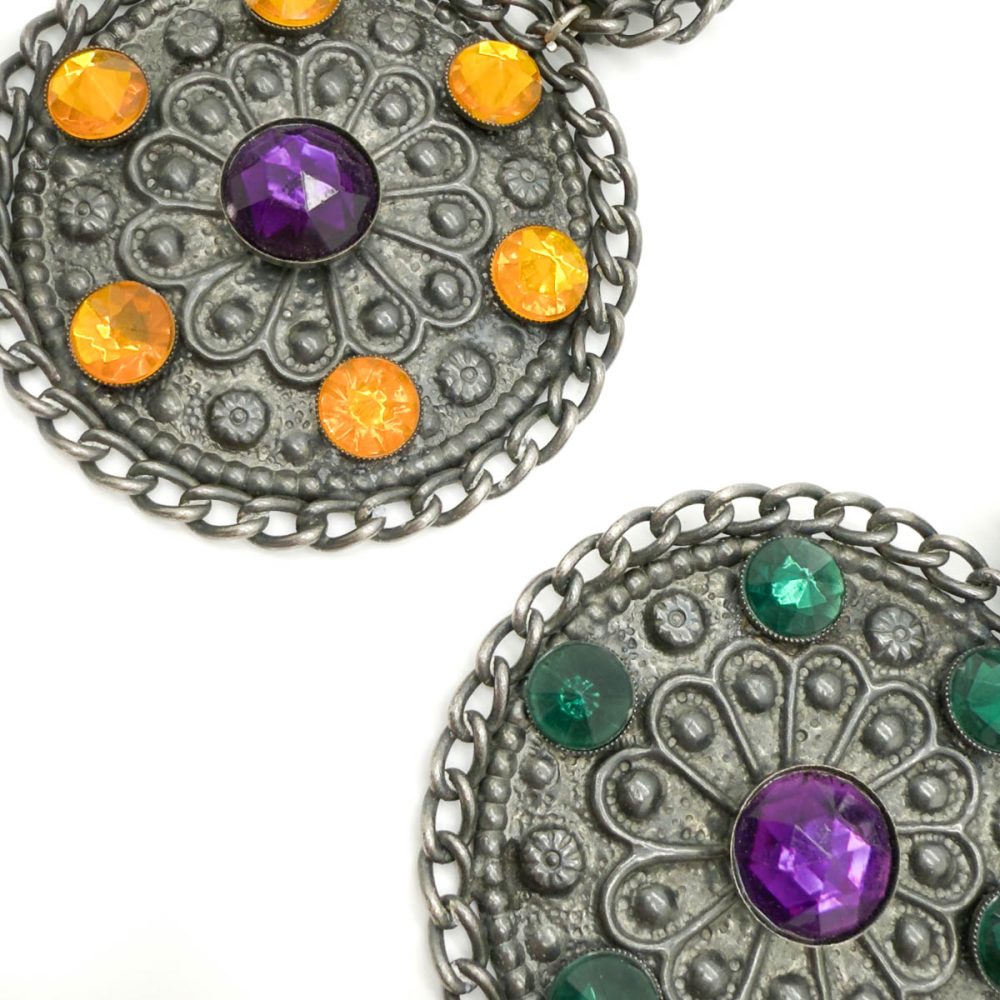 Vintage Statement Jewelled Shield Earrings