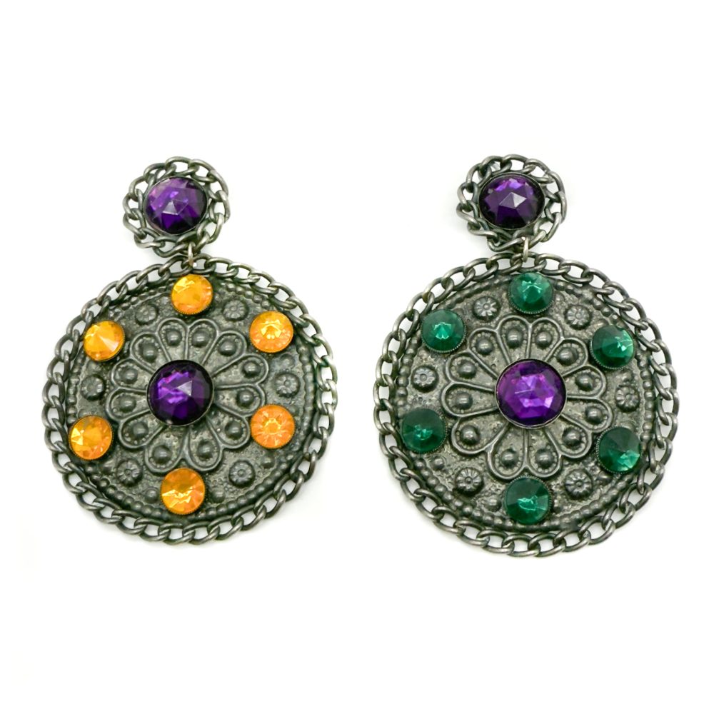 Vintage Statement Jewelled Shield Earrings