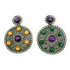 Jennifer Gibson Jewellery 2138 (5) Vintage Statement Jewelled Shield Earrings