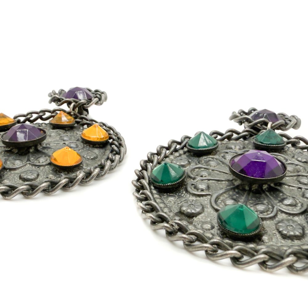 Vintage Statement Jewelled Shield Earrings