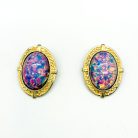 Jennifer Gibson Jewellery 2139 (1) Vintage Dragon's Breath Cabochon Earrings