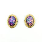 Jennifer Gibson Jewellery 2139 (2) Vintage Dragon's Breath Cabochon Earrings