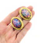 Jennifer Gibson Jewellery 2139 (4) Vintage Dragon's Breath Cabochon Earrings