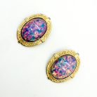 Jennifer Gibson Jewellery 2139 (6) Vintage Dragon's Breath Cabochon Earrings