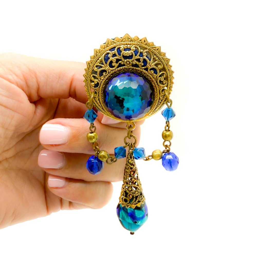 Vintage Filigree Foiled Glass Earrings