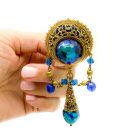 Jennifer Gibson Jewellery 2141 (2) Vintage Filigree Foiled Glass Earrings