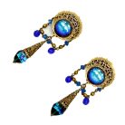 Jennifer Gibson Jewellery 2141 (4) Vintage Filigree Foiled Glass Earrings