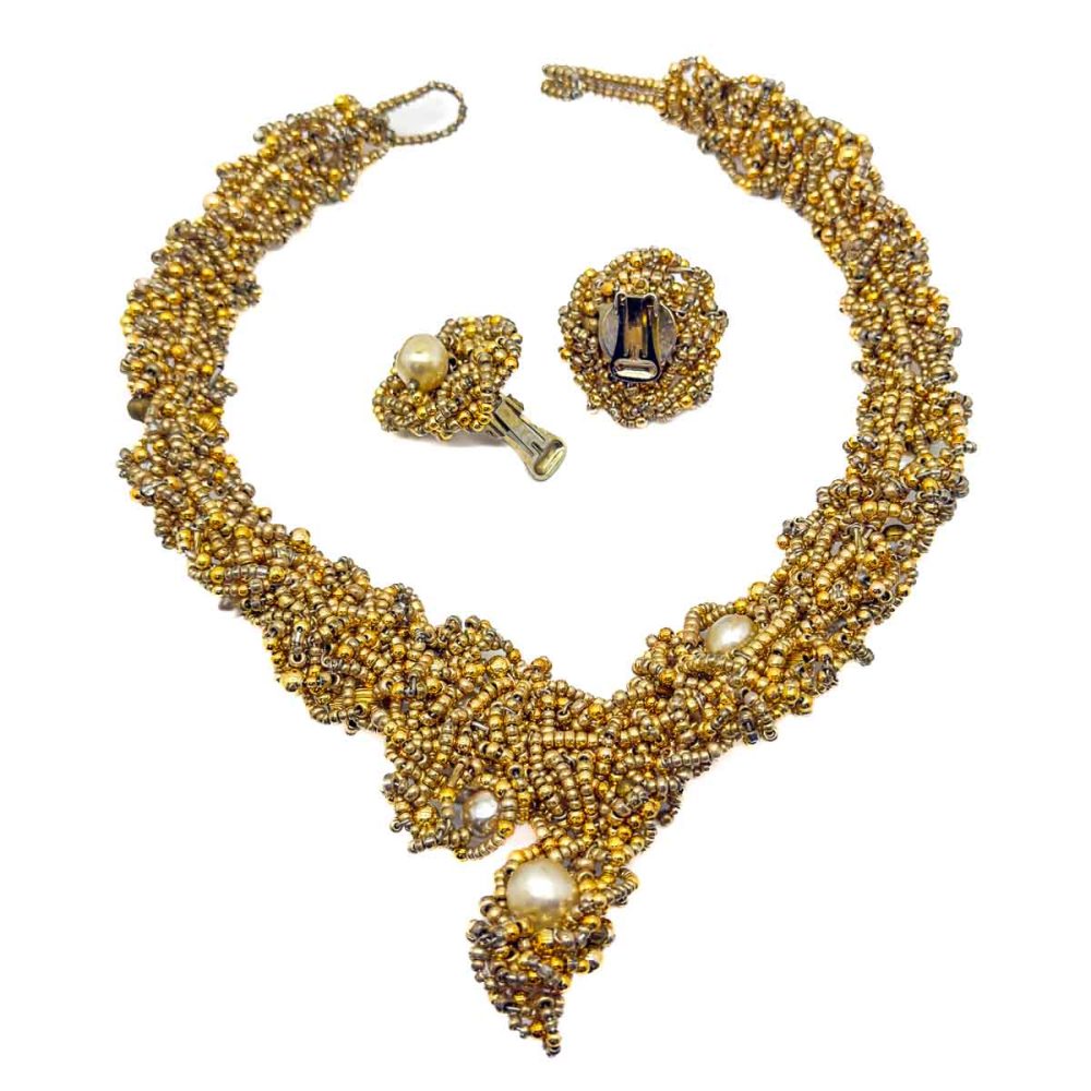 Vintage Statement Beaded Pearl Collar