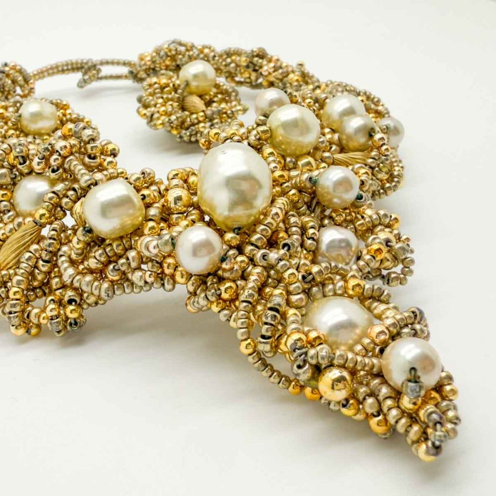 Vintage Statement Beaded Pearl Collar