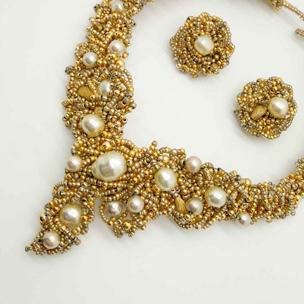 Vintage Statement Beaded Pearl Collar