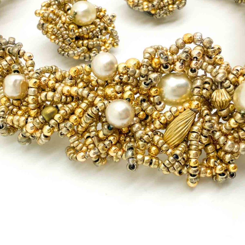 Vintage Statement Beaded Pearl Collar
