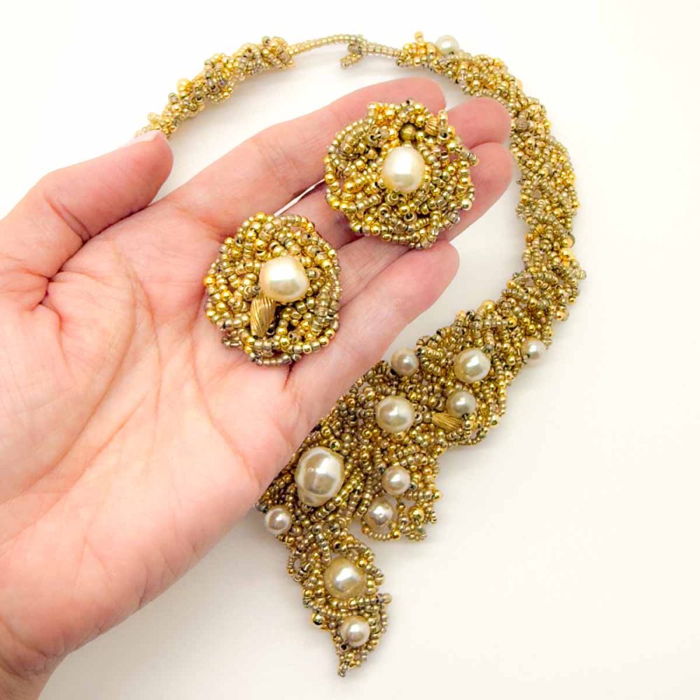 Vintage Statement Beaded Pearl Collar