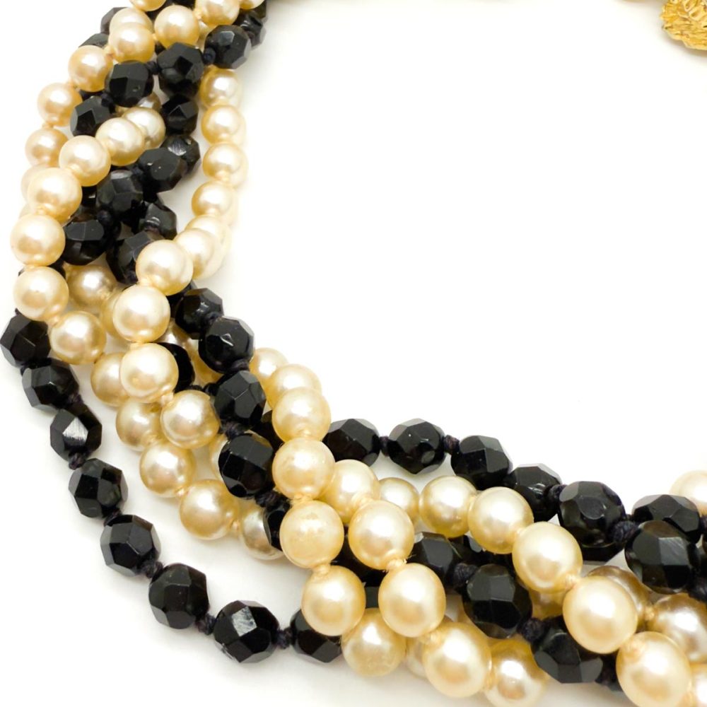Vintage Big Cat Pearl Torsade Necklace