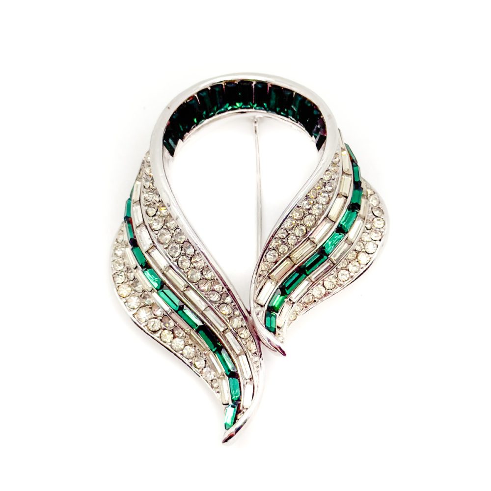 Vintage Deco Emerald Crystal Brooch