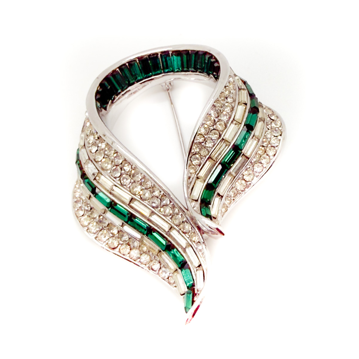 Jennifer Gibson Jewellery 2147 (2) Vintage Deco Emerald Crystal Brooch