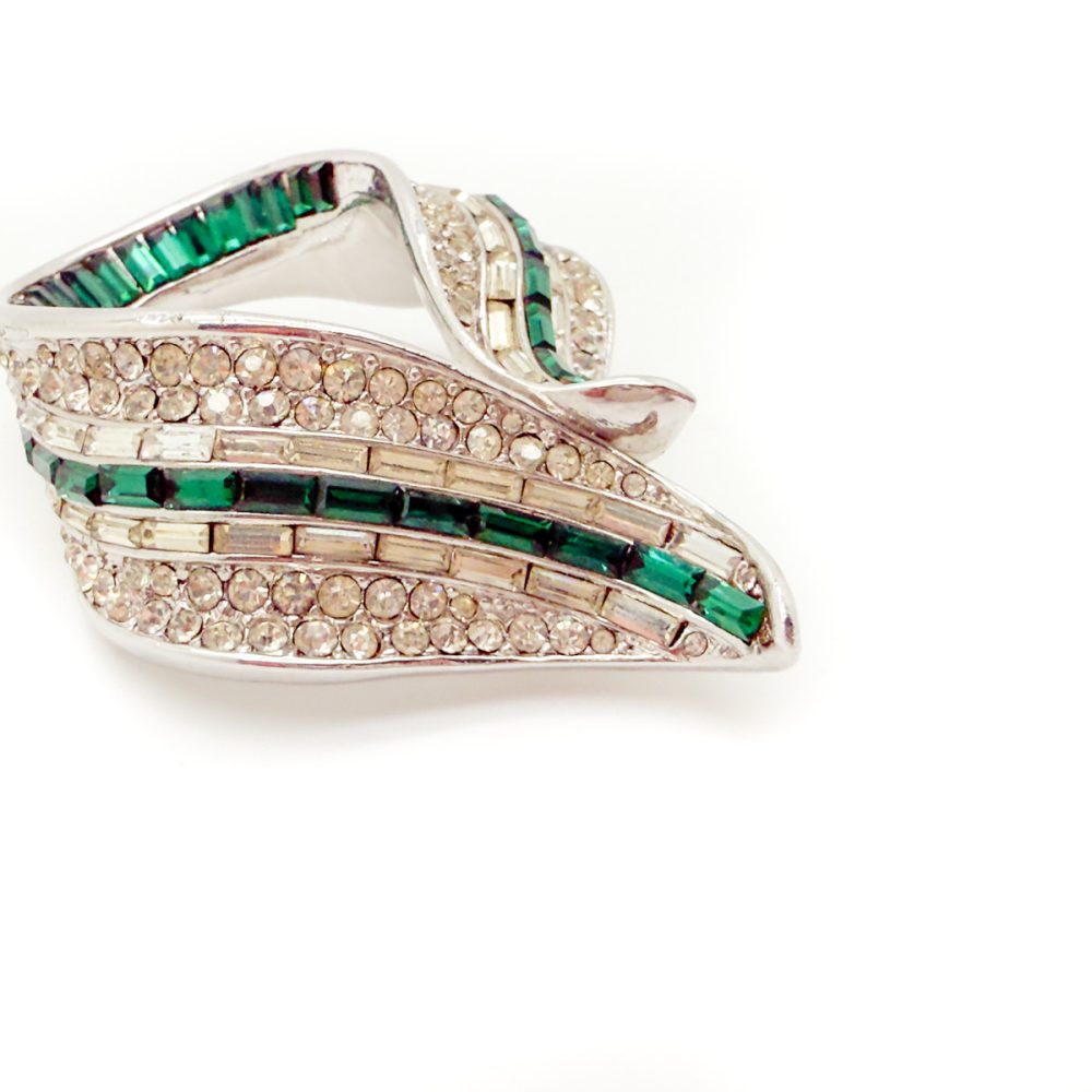 Vintage Deco Emerald Crystal Brooch