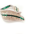 Jennifer Gibson Jewellery 2147 (3) Vintage Deco Emerald Crystal Brooch