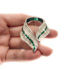 Jennifer Gibson Jewellery 2147 (9) Vintage Deco Emerald Crystal Brooch