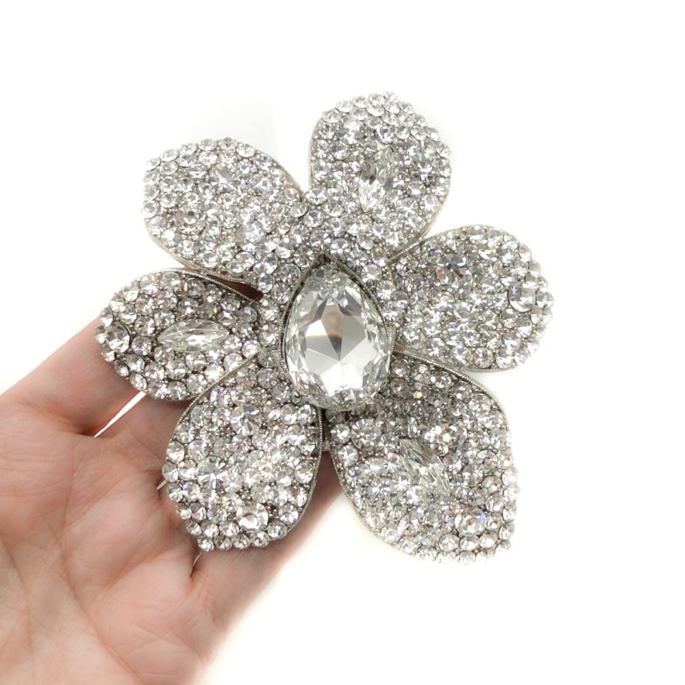 Vintage Statement Crystal Flower Brooch