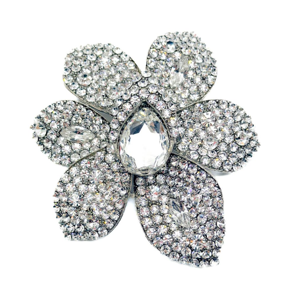Vintage Statement Crystal Flower Brooch