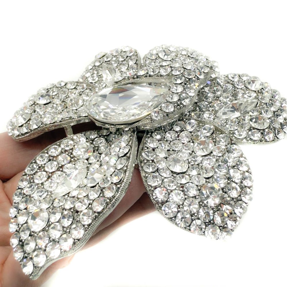 Vintage Statement Crystal Flower Brooch