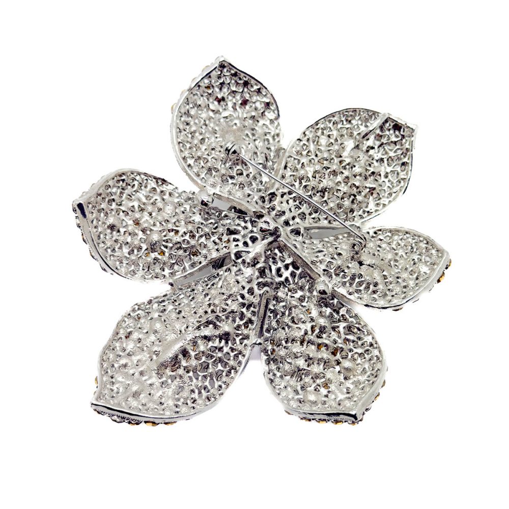 Vintage Statement Crystal Flower Brooch