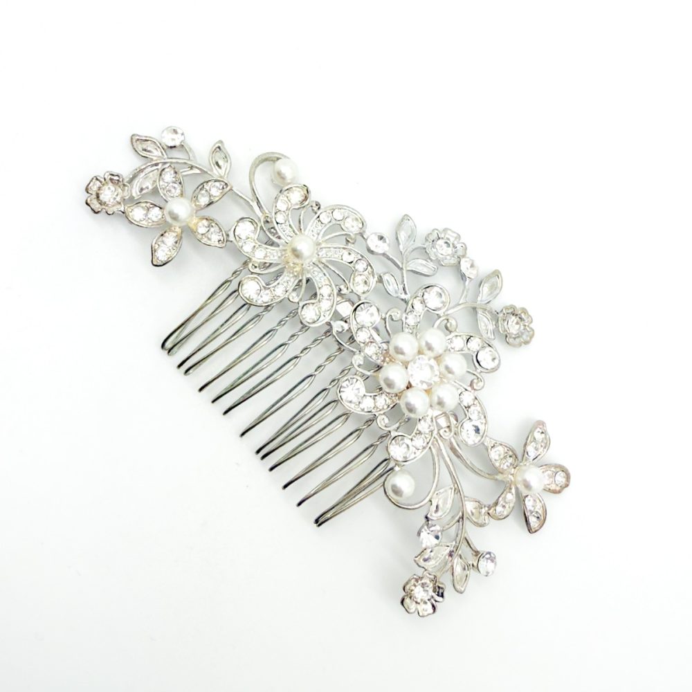 Vintage Pearl Crystal Hair Comb