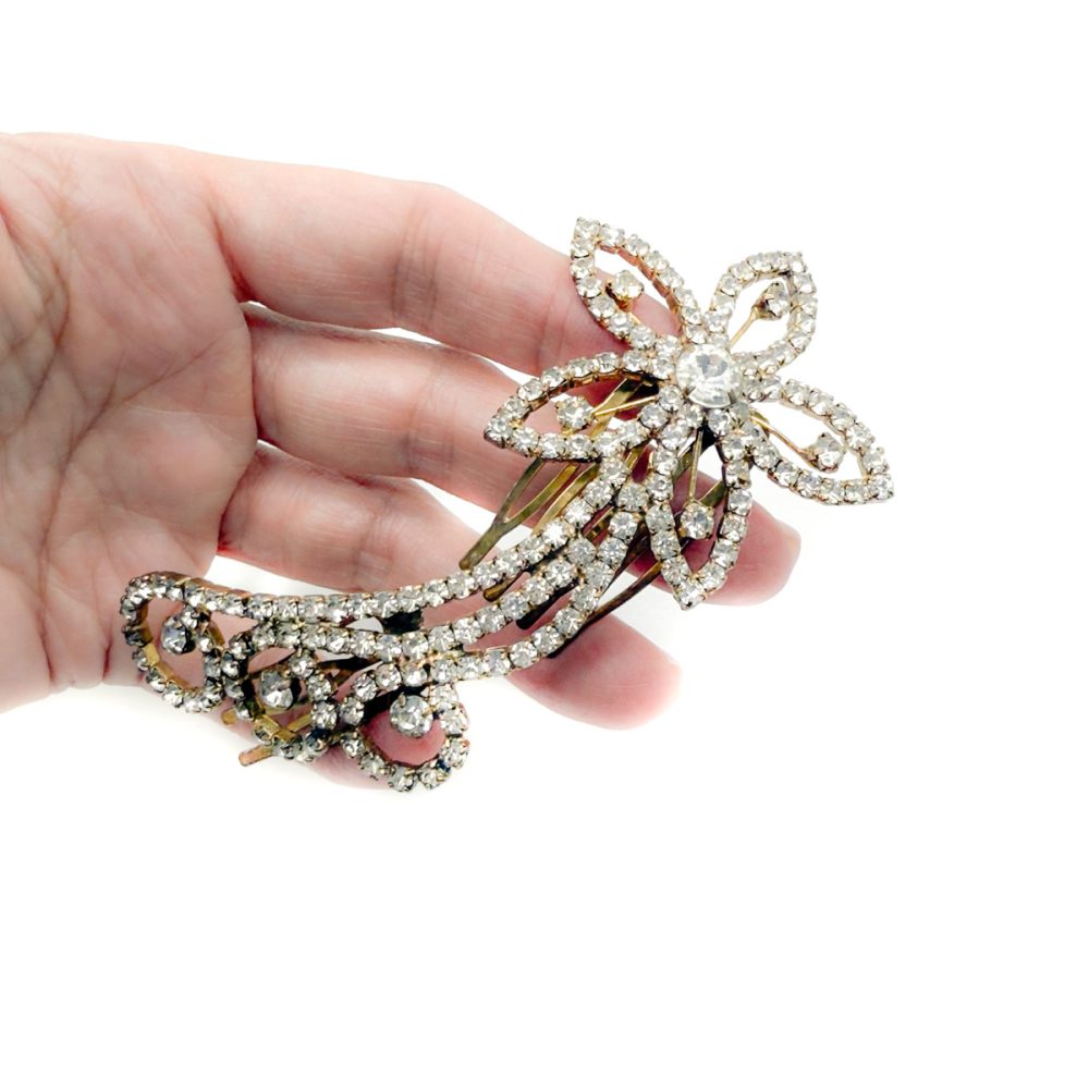 Vintage Floral Crystal Hair Comb
