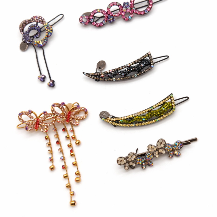 Vintage Cherry Chau Crystal Hairslide Set