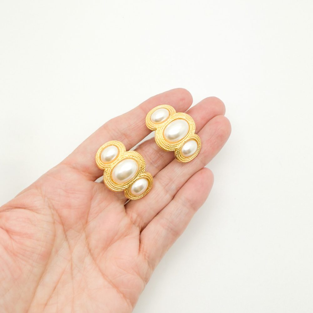 Vintage Napier Pearl Trio Earrings