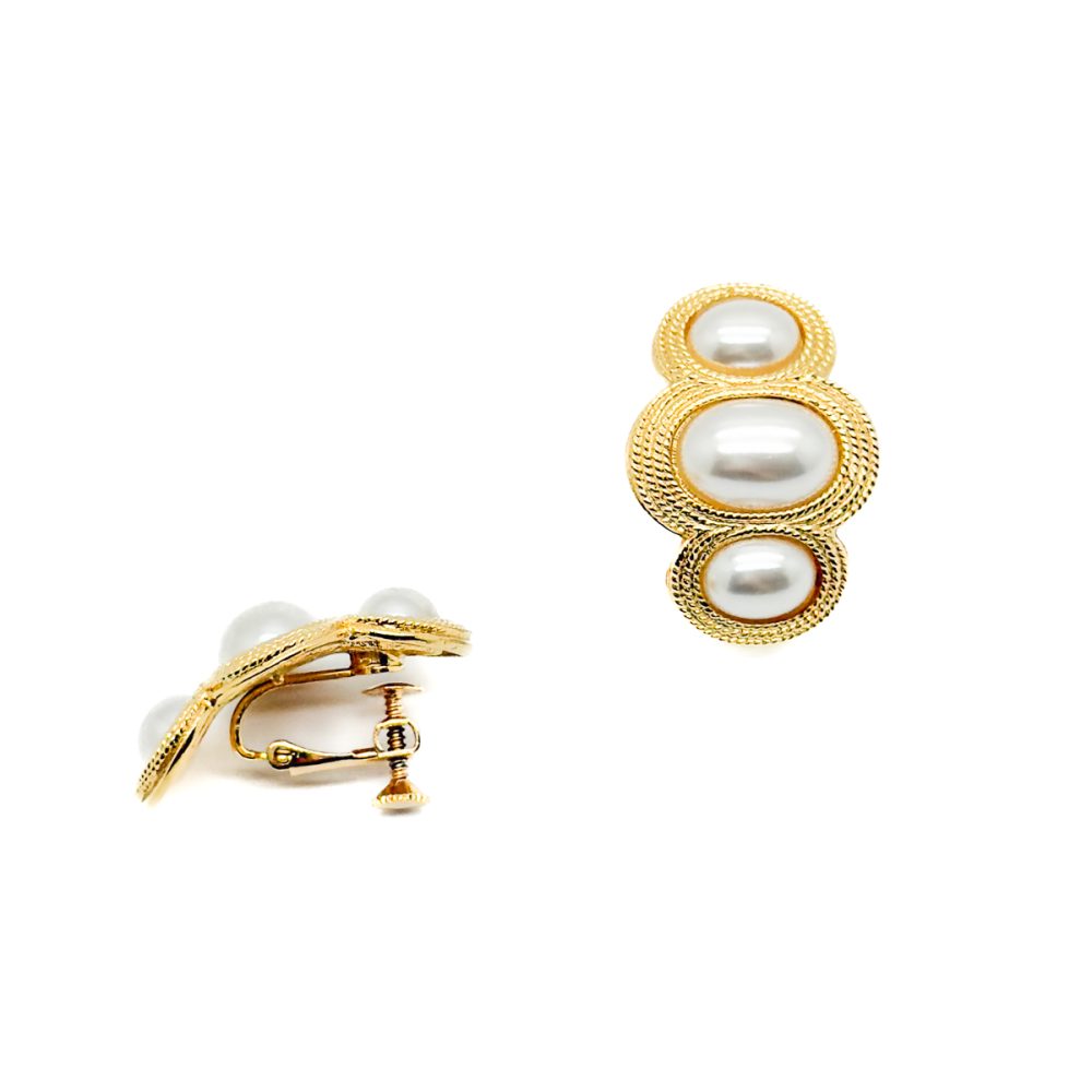Vintage Napier Pearl Trio Earrings