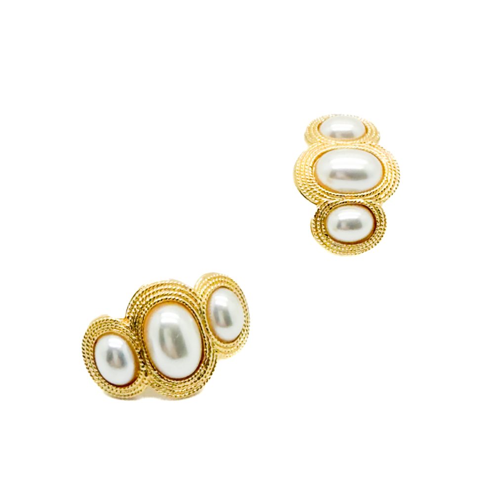 Vintage Napier Pearl Trio Earrings