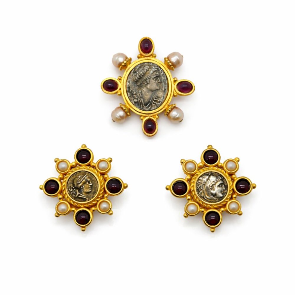 Vintage Linda Levinson Byzantine Coin Earrings