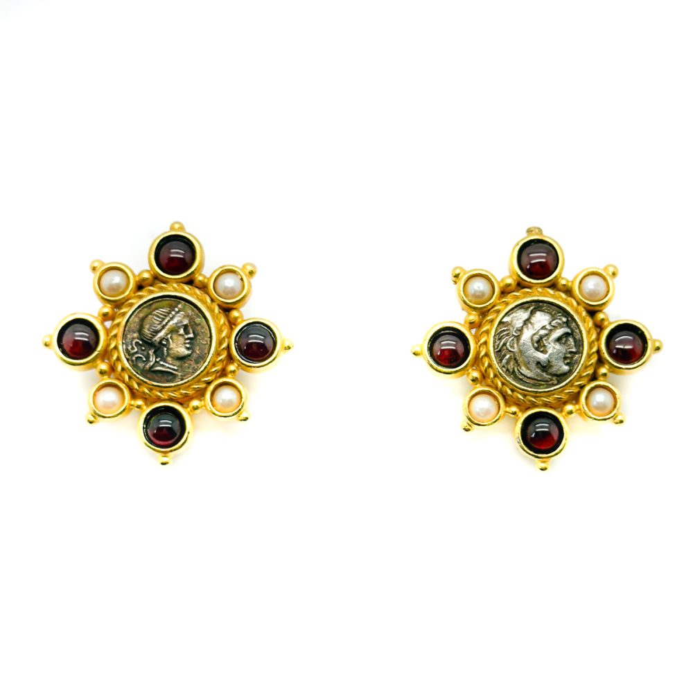 Vintage Linda Levinson Byzantine Coin Earrings