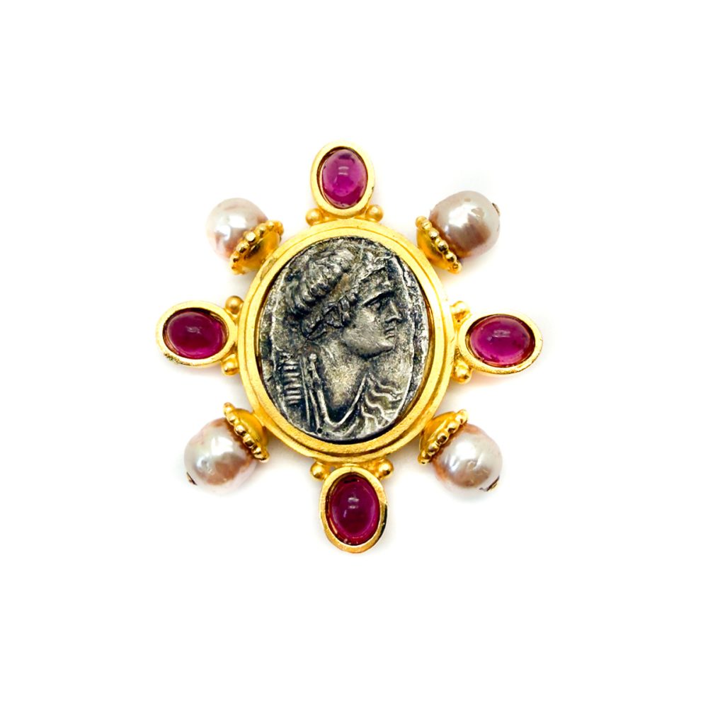 Vintage Linda Levinson Byzantine Coin Earrings