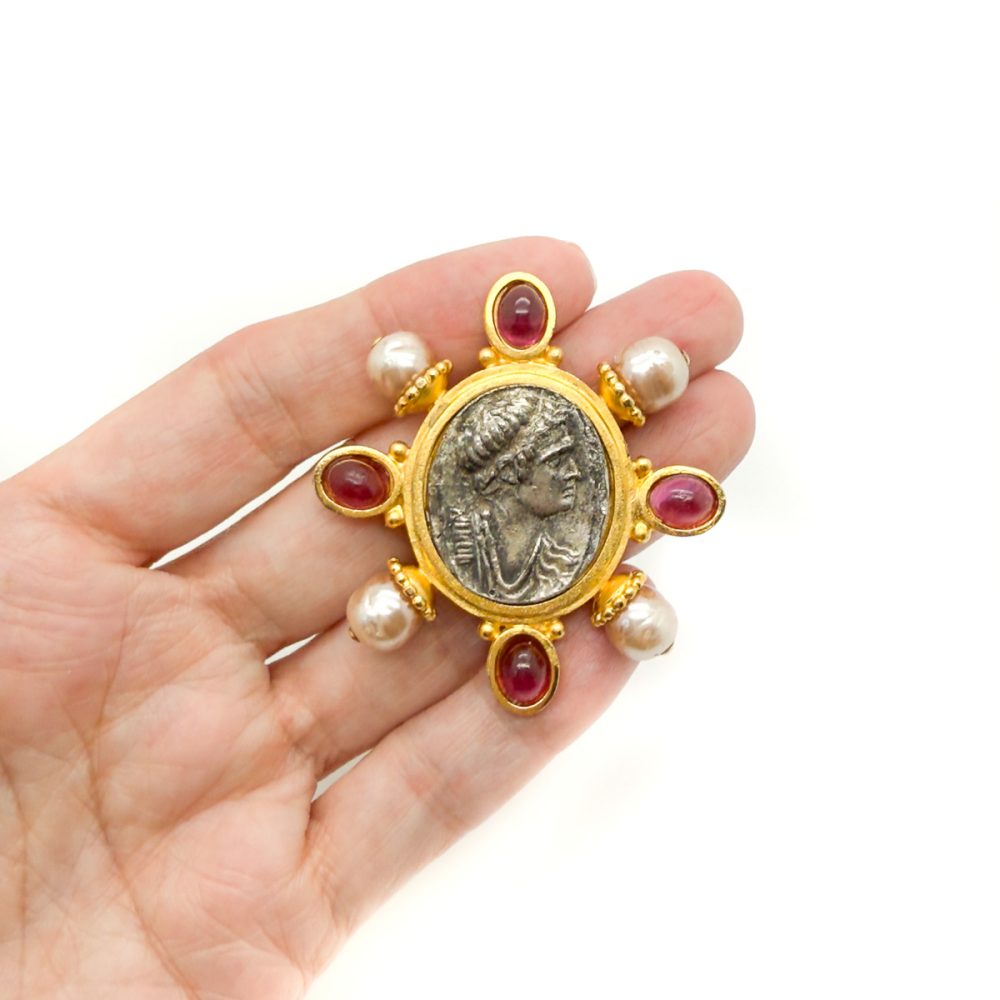 Vintage Linda Levinson Byzantine Coin Earrings
